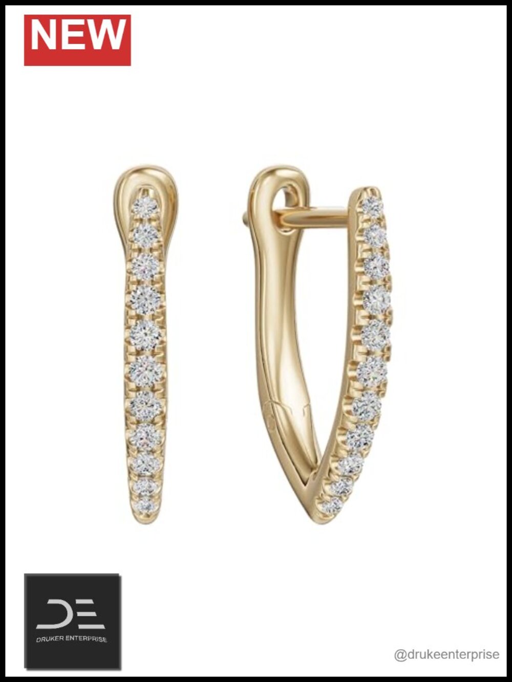 V Shape Huggie Hoop Earrings 24K Gold Vermeil Rhodium-Plated Sterling Silver